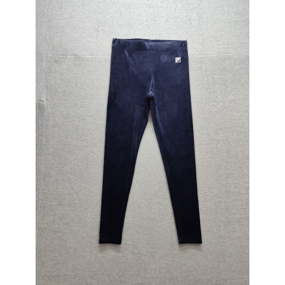 Fila Women Leggings M Navy Blue Pull On Elastic Waist High Rise Ankle Activewear